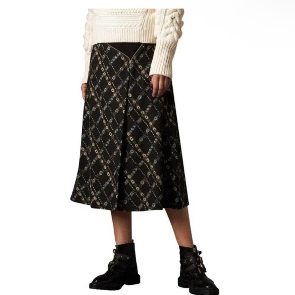 AUTHENTIC Burberry Black Diamond Pattern Midi Skirt